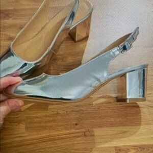 Elegant Silver Slingback Heels